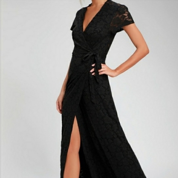 Dresses & Skirts - AMUSE SOCIETY Black lace wrap dress!